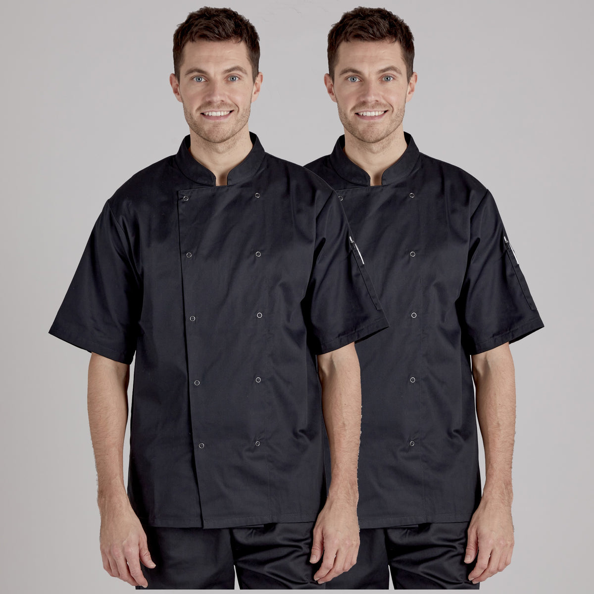 Twin Pack - Professional Chefs Jacket - Short Sleeve - Black