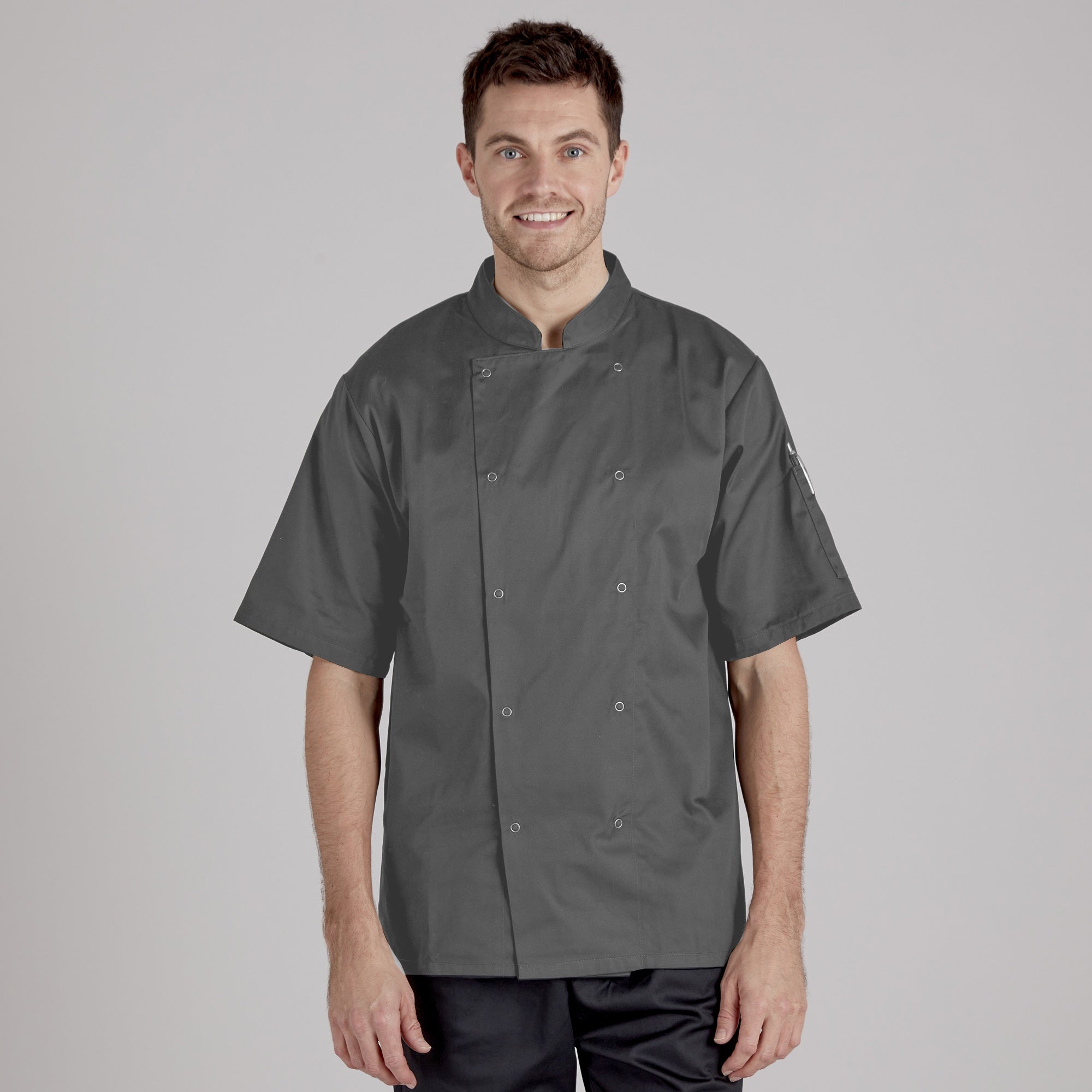 Proluxe Professional Chefs Jacket Short Sleeve Unisex Grey