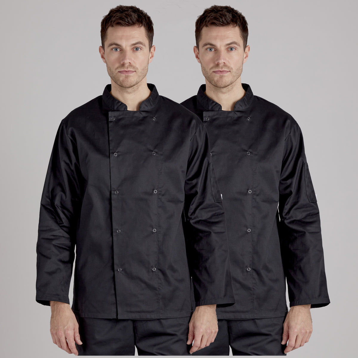 Twin Pack - Professional Chefs Jacket - Long Sleeve - Black