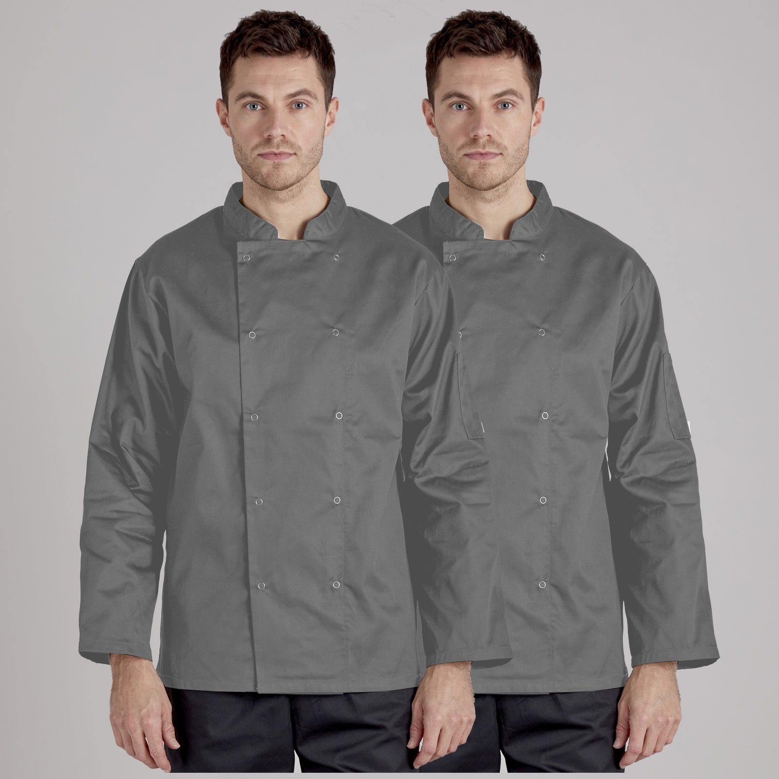 Twin Pack - Professional Chefs Jacket - Long Sleeve - Grey