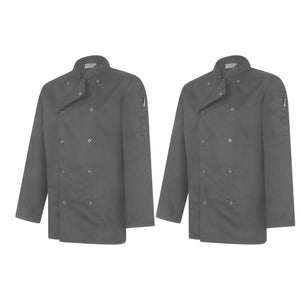 Twin Pack - Professional Chefs Jacket - Long Sleeve - Grey