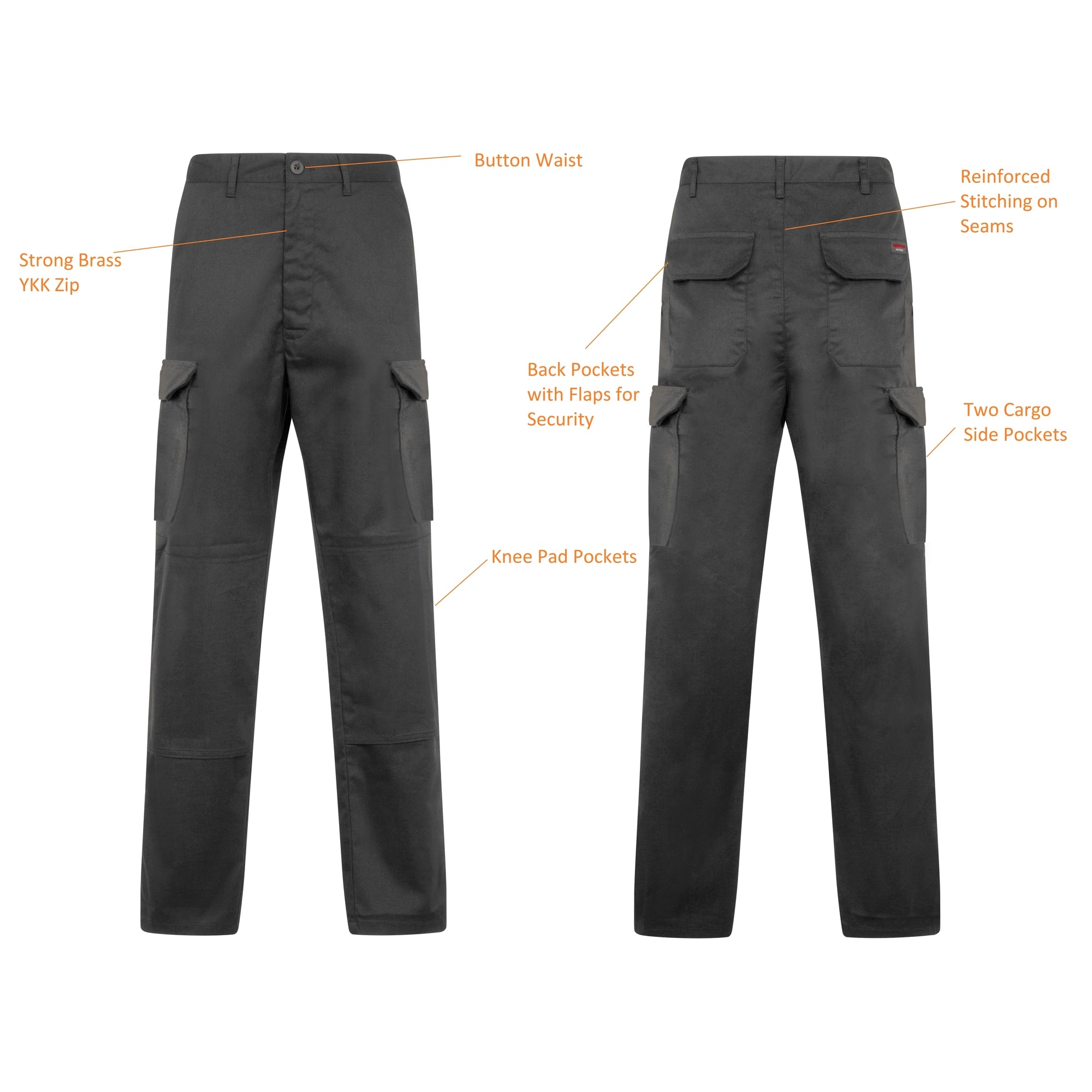 Work Trousers Mens Safety Combat Cargo Pants Multi Pockets & Knee Pad  Pockets PR