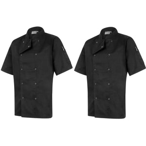 Twin Pack - Professional Chefs Jacket - Short Sleeve - Black